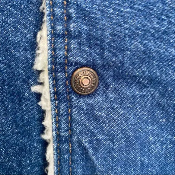 Vintage Levi’s 70s Fleece Lined Button Up Orange Tab Denim Vest - Picture 2 of 7